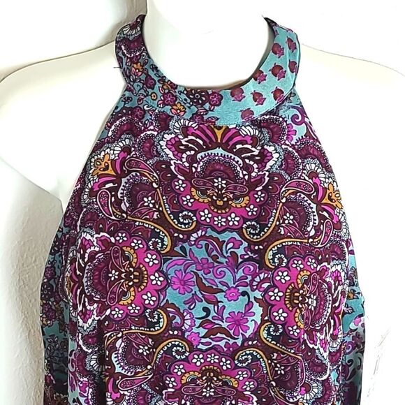 Speechless Halter Neckline Dress, Burgundy & Teal Print, Size Small, NWT - Picture 2 of 10